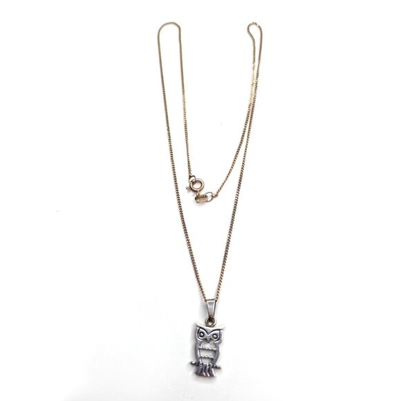 Owl with chain 925 Sterling Mexico charm or pedant - Picture 4 of 6
